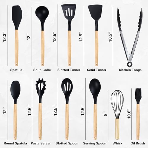 19 PCS Black Kitchen Cooking Utensils Set Kitchen Tools Set (19 Count)