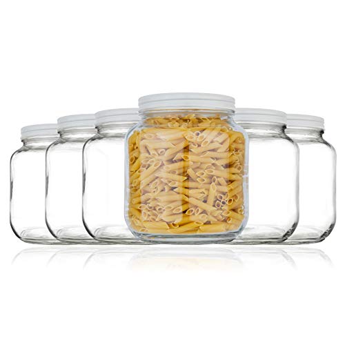 6 Pack Half Gallon Glass Mason Jar Wide Mouth with Airtight Metal Lid