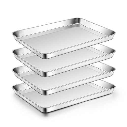 4 Pack 9 x 13 Inches Stainless Steel Quarter Sheet Baking Pan Set (4 Count)