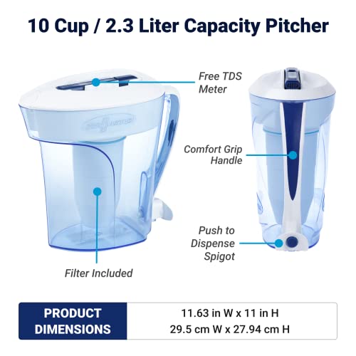 10 Cup Pitcher Water Filter Removes PFOA