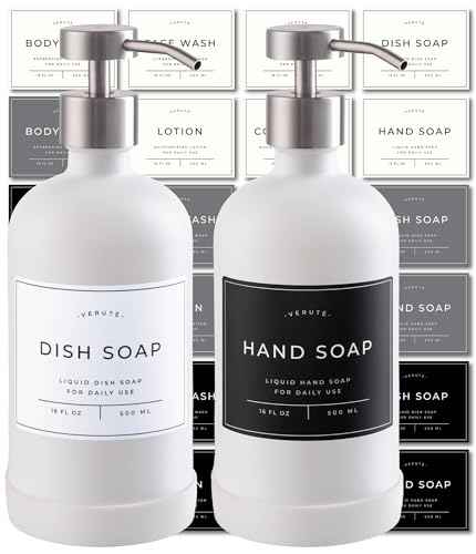 Hand and Dish Soap Dispenser for Kitchen and Bathroom (2 Count)
