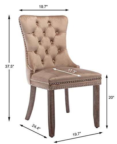 Khaki Velvet Dining Chairs Set of 4 (4 Count)