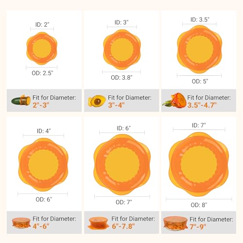 Silicone Stretch Lids for Food Storage in Fridge (6 Count)