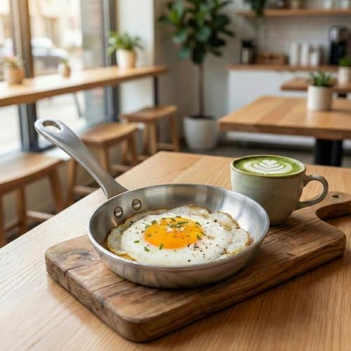 Round Silver Stainless Steel Mini Frying Pan