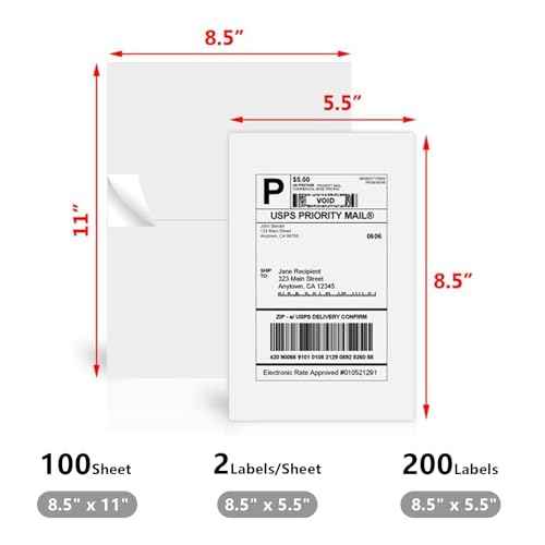 8.5" x 5.5" Half Sheet Self Adhesive Shipping Labels for Laser & Inkjet Printers