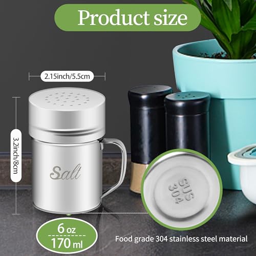 Stainless Steel Salt and Pepper Shakers Set (6 Ounce)
