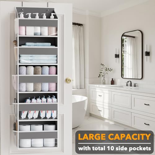 2 Pack Over The Door Organizer with 5 Large Pockets and 10 Mesh Side Pockets