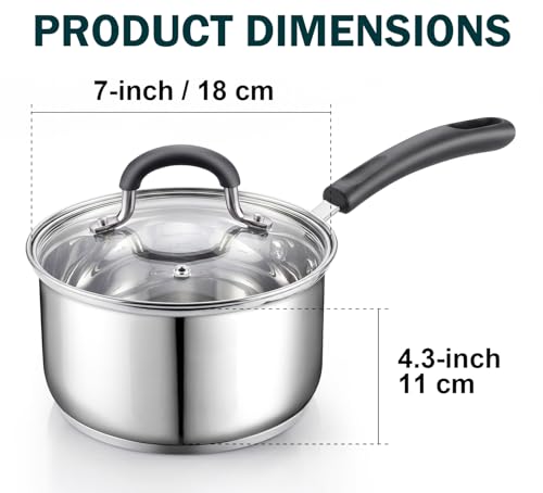 Professional 3 Quart Stainless Steel Saucepan with Lid