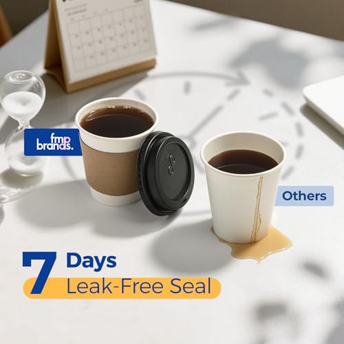 100 Pack 10 oz Disposable Coffee Cups with Lids (100 Count)