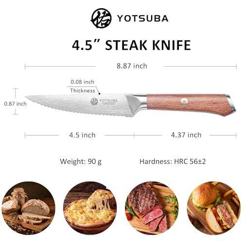 Steak Knives Set of 6 with Full Tang Rosewood Handle (6 Count)