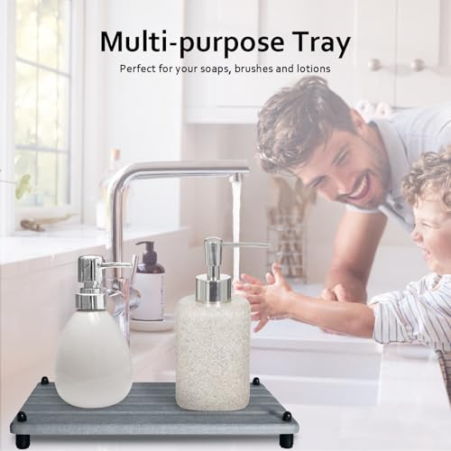 2 PCS Water Absorbing Stone Trays for Bathroom Sink Fast Drying Coasters (2 Count)