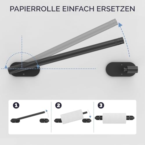 Matte Black Paper Towel Holder Under Cabinet Self Adhesive