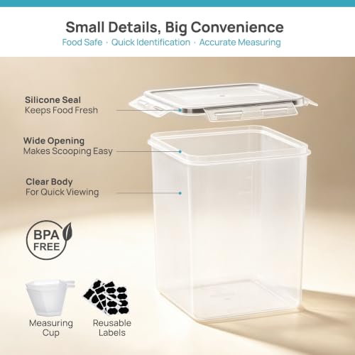 5 PCS Flour and Sugar Storage Container Sets for Regular Bakers (5 Count)