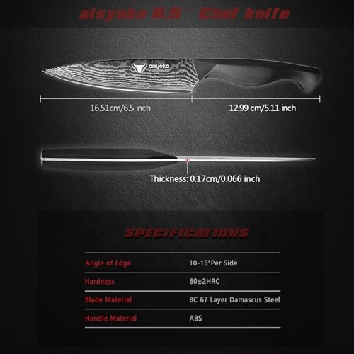 Professional Chef Knife 6.5" Damascus Kitchen Knife 8C High carbon stainless steel Super sharp