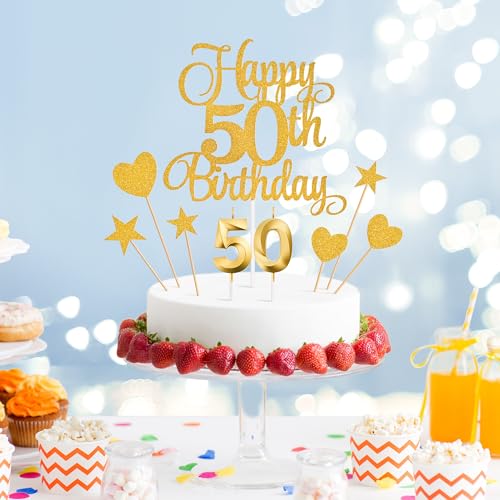 50th Birthday Cake Decorations (9 Count)