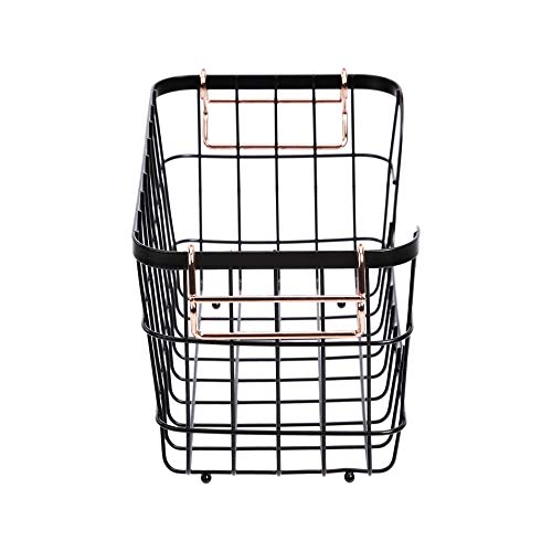 Stackable Metal Wire Rectangular Storage Baskets for Kitchen (2 Count)