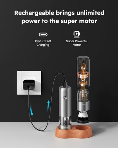 Mini Electric Salt and Pepper Grinder Set with Wood Base (2 Count)