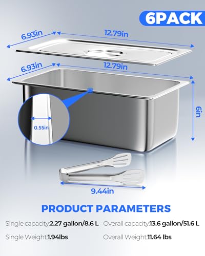 Stainless Steel Steam Table Hotel Pan Set 1 (6 Count)