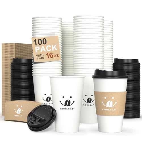 Coffee Cups with Lids and Sleeves (100 Count)