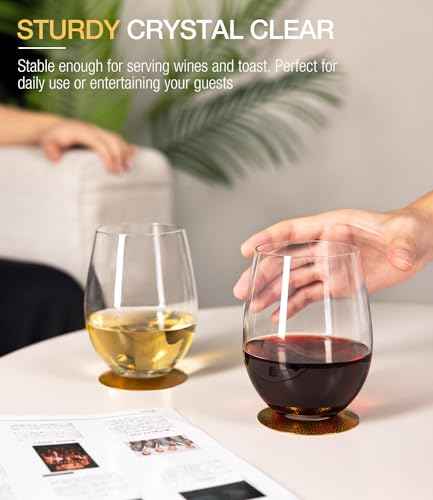 Stemless Wine Glasses Set of 4 (4 Count)
