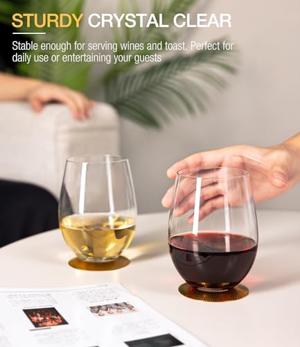 Stemless Wine Glasses Set of 12 (12 Count)