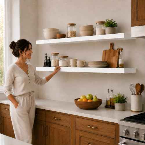 60 inch White Floating Shelves for Wall 8 (2 Count)