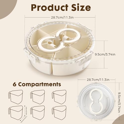 Divided Snack Serving Tray with Lid and Handle