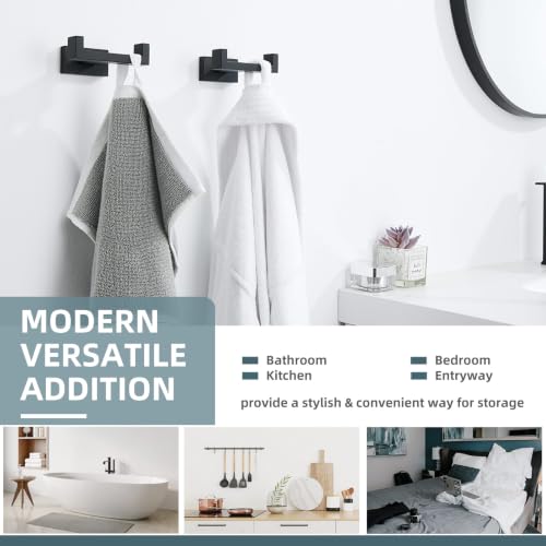 Bathroom Towel Hook Matte Black (2 Count)