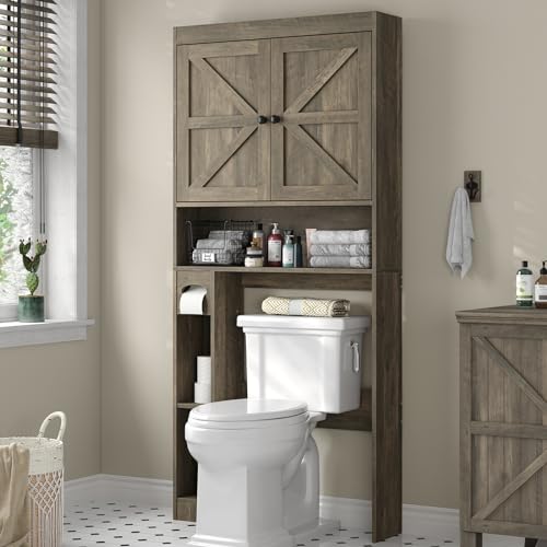 32.3''W Over The Toilet Storage Cabinet with Barn Doors