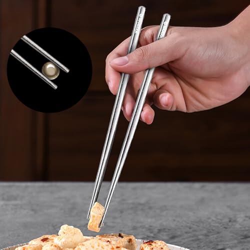 Pure Titanium Chopsticks 5 Pairs Metal Chopsticks Reusable (10 Count)