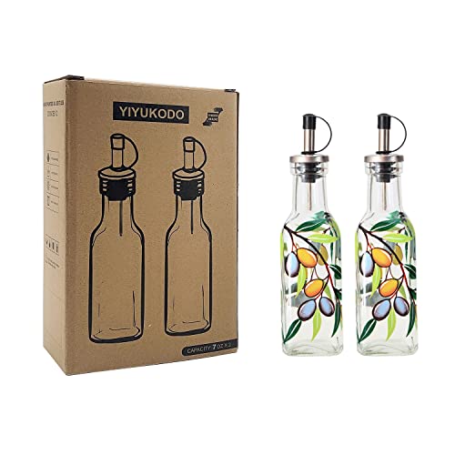 7oz Hand Painted Glass Olive Oil Bottle Dispenser