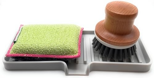 Silicone Soap Dish Tray and Sponge Holder with Drain Chute