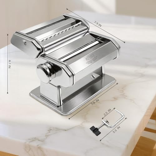 3-in-1 Pasta Maker Machine - 9 Thickness Stainless Steel Roller