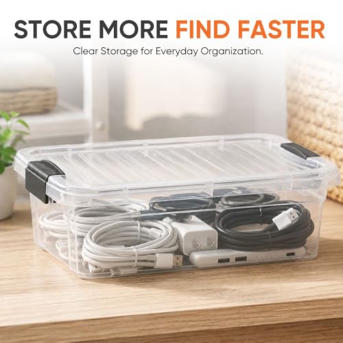 4.5 Quart Clear Plastic Storage Containers with Lids (4 Count)
