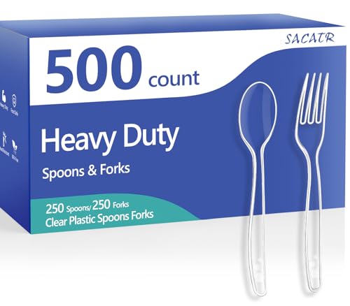 500 Count Clear Plastic Silverware Heavy Duty