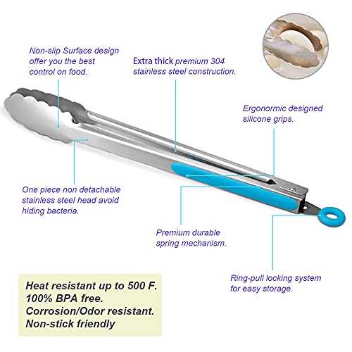 Premium 304 Stainless Steel Tongs Set