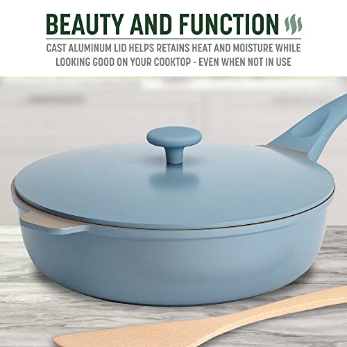 All-in-One Pan, Multilayer Nonstick Cookware Set, High-Performance Construction, Multipurpose Design Replaces Multiple Pots and Pans, Dishwasher Safe, 11-Inch, 4.4-Quart Capacity, Blue Mist