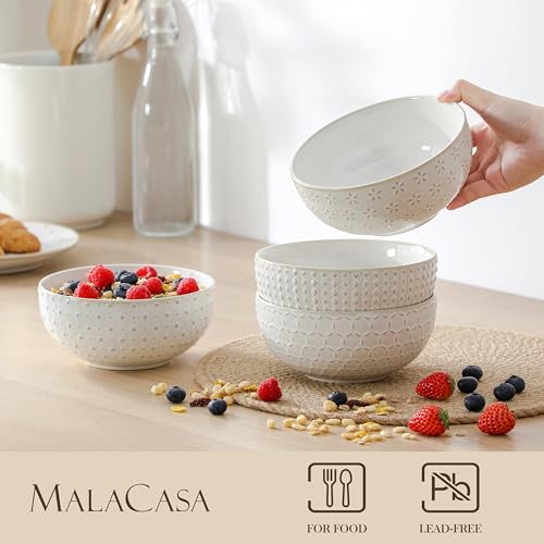Cereal Bowls 30 Ounce Ceramic Soup Bowl for Kitchen (4 Count)