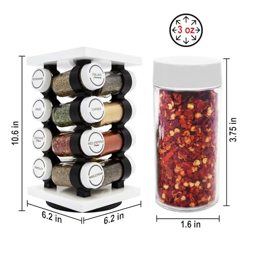 16 Jar Rotating White Spice Rack