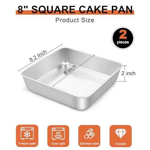 8 Inch Square Baking Cake Pan Set of 4 (9.74 Count)