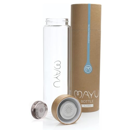 Pure Glass Reusable Water Bottle with Bamboo Lid
