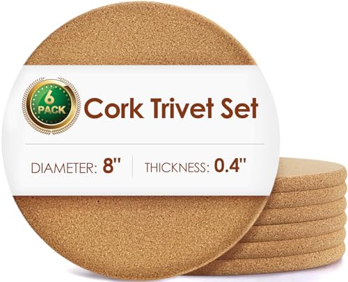 6 Pack Cork Trivets for Hot Dishes