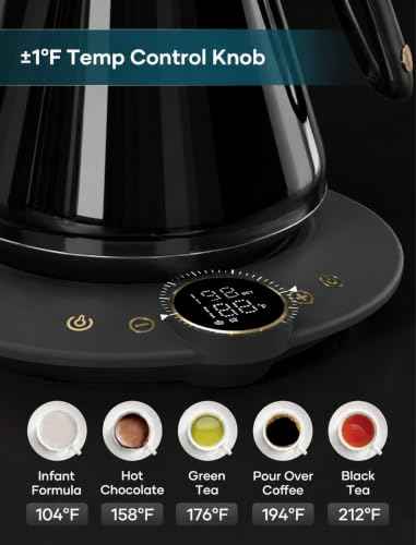 Gooseneck Electric Kettle with ±1℉ Temperature Control 0.9 Liter