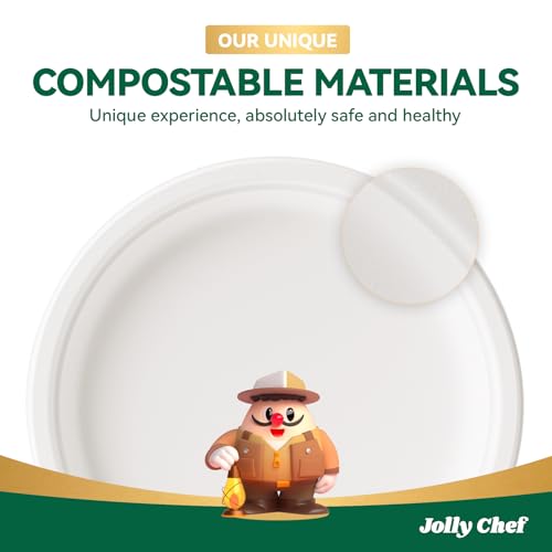 Compostable Heavy Duty Plates 𝟭𝟬 𝗜𝗻𝗰𝗵 [𝟱𝟬𝟬 𝗣𝗮𝗰𝗸] Eco (500 Count)