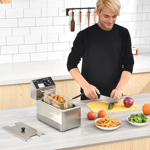 Electric Deep Fryer with Basket for Home Use
