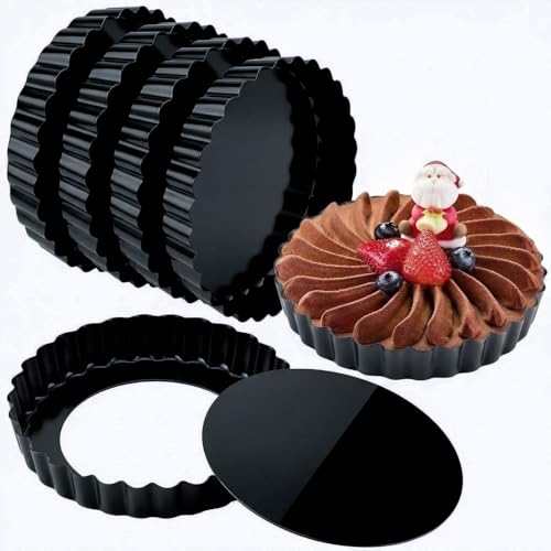 6 Pack 5in Mini Tart Pans with Removable Bottom for Baking (6 Count)