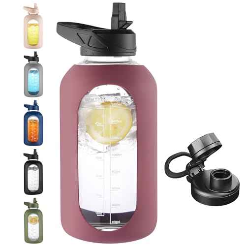 64 oz Glass Water Bottle with Straw