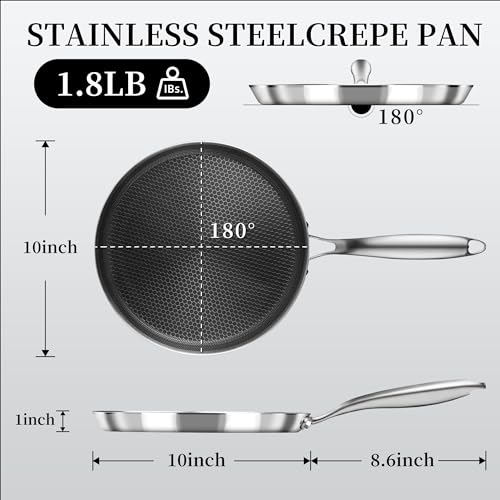 10 Inch Stainless Steel Crepe Pan