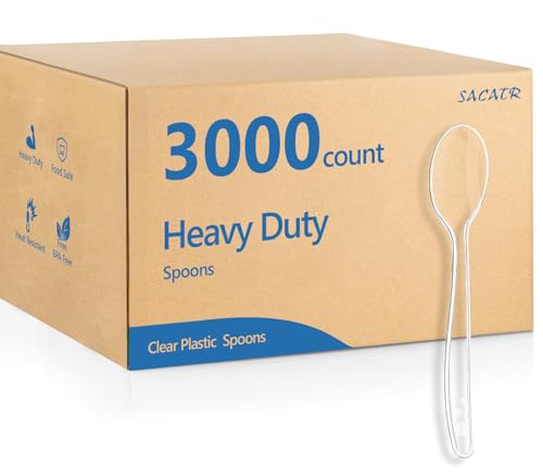 3000 Count Clear Plastic Spoons Heavy Duty