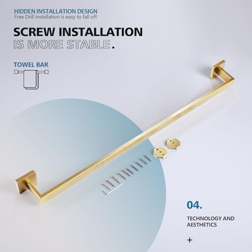 32 Inch Gold Bath Towel Bar Bathroom Towel Rack Towel Holder Shower Hand Towel Hanger